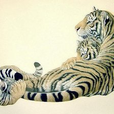 Тигры. Мама с малышами