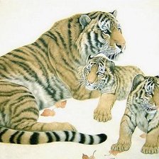 Оригинал схемы вышивки «Тигры. Мама с малышами» (№84930)