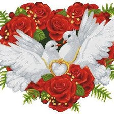 Оригинал схемы вышивки «любовь и голуби» (№85359)