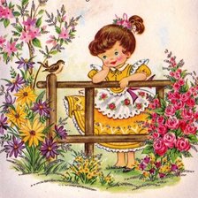 Схема вышивки «Девочка в саду»