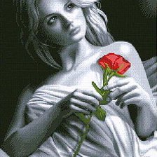 Оригинал схемы вышивки «Девушка с розой» (№85909)