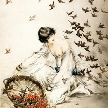Схема вышивки «женщина и птицы»