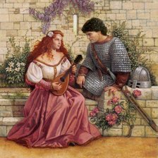 Оригинал схемы вышивки «Дама и рыцарь» (№94456)