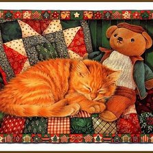 Схема вышивки «рыжий кот в деревне»