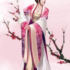 Схема вышивки «Японка и сакура»