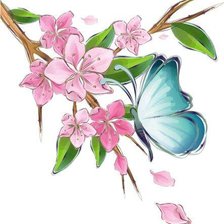 Оригинал схемы вышивки «Бабочка на цветке» (№96353)