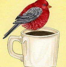Оригинал схемы вышивки «Птичка, любящая кофе» (№98115)