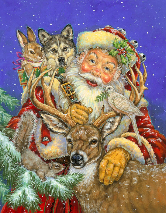Новогоднее настроение - животные, дед мороз, новый год, санта-клаус, рождество, сказка - оригинал