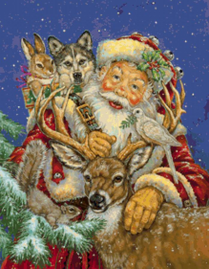 Новогоднее настроение - новый год, дед мороз, животные, сказка, рождество, санта-клаус - предпросмотр