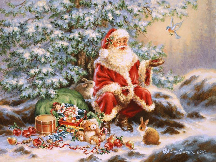 Новогоднее настроение - новый год, сказка, животные, дед мороз, рождество, санта-клаус - оригинал