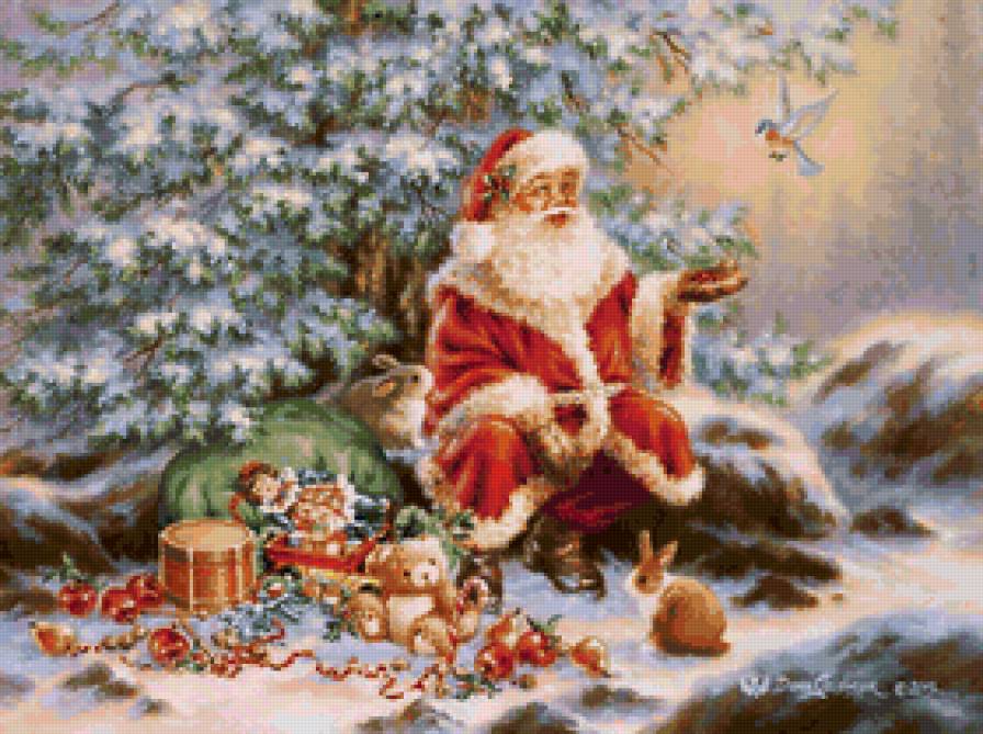 Новогоднее настроение - животные, дед мороз, санта-клаус, новый год, сказка, рождество - предпросмотр