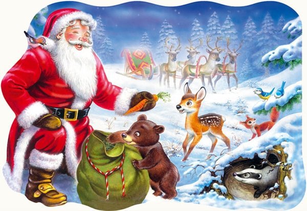 Новогоднее настроение - сказка, санта-клаус, животные, дед мороз, рождество, новый год - оригинал
