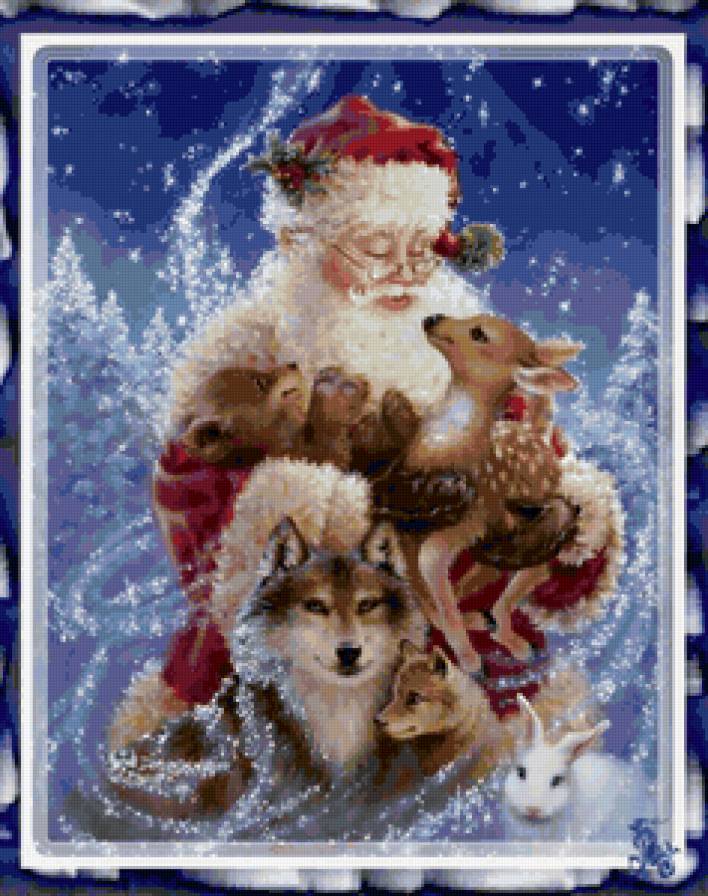 Новогоднее настроение - рождество, дед мороз, сказка, животные, новый год, санта-клаус - предпросмотр