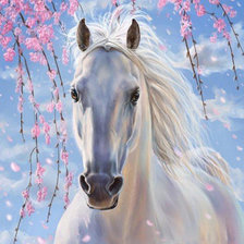 Оригинал схемы вышивки «белый конь» (№103693)