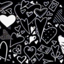 Схема вышивки «Сердечки черно-белые»