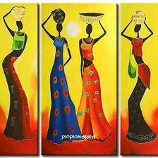 Схема вышивки «Триптих Африканские Женщины»