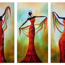 Схема вышивки «Триптих Африканские Женщины в Танце»