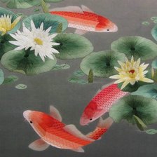 Схема вышивки «рыбы в пруду»