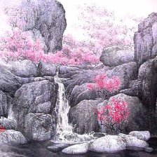 розовый водопад