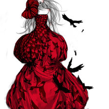 В красном платье