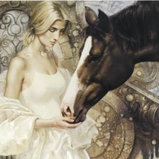 Схема вышивки «Девушка и лошадь»
