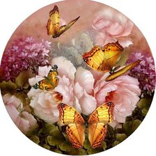 Оригинал схемы вышивки «цветы и бабочки» (№114838)