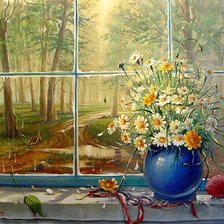 Оригинал схемы вышивки «цветы на окне» (№115965)