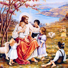 Схема вышивки «Иисус и дети»