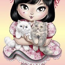 Схема вышивки «девочка и котята»