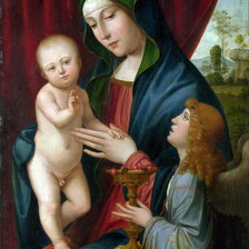 Оригинал схемы вышивки «After Francesco Francia - The Virgin and Child with an Angel» (№121022)