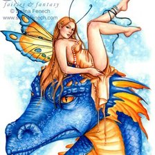 Схема вышивки «девушка-бабочка и дракон»