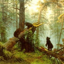 Оригинал схемы вышивки «По картине художника. Шишкин. "Мишки в лесу"» (№121934)