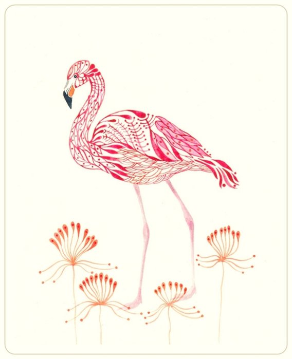 Серия "Птицы в узорах" - фламинго, птицы - оригинал