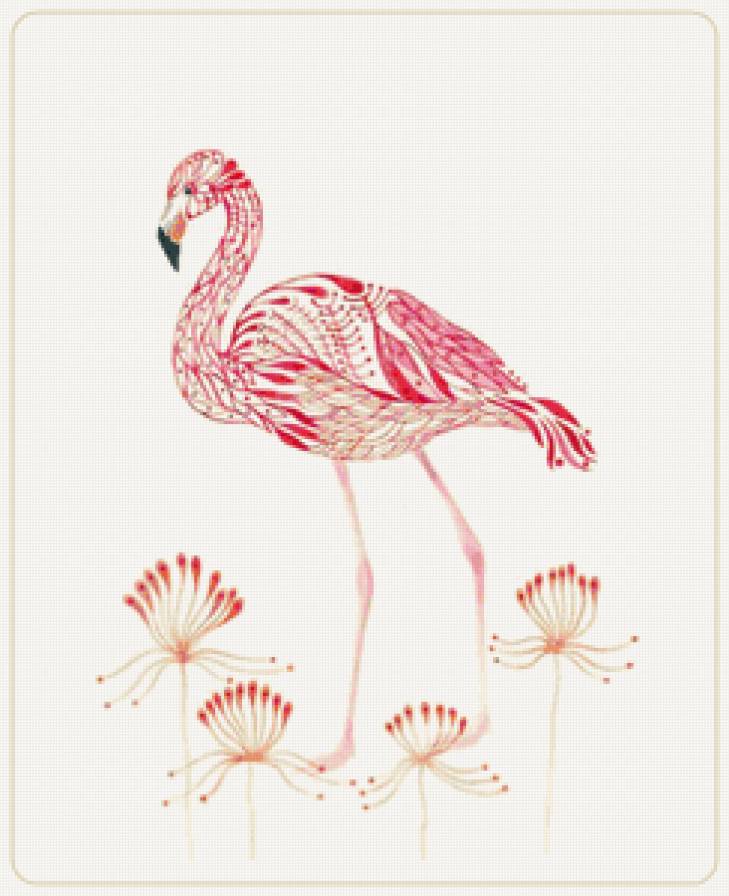 Серия "Птицы в узорах" - фламинго, птицы - предпросмотр