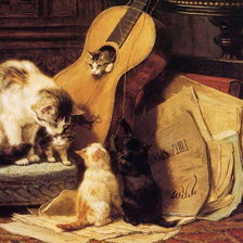 Оригинал схемы вышивки «Котята музыканты» (№125414)