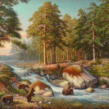 Оригинал схемы вышивки «Пейзаж, медведи» (№125674)