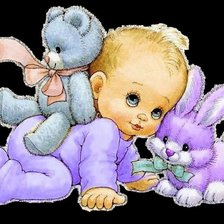 Схема вышивки «Детские картинки "Малыш с мишкой и зайкой"»