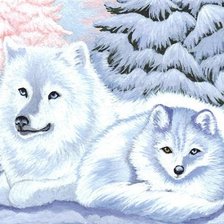 Оригинал схемы вышивки «Белые волки» (№137470)