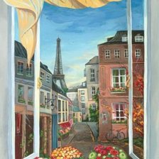 Оригинал схемы вышивки «Вид у окна - Париж» (№139532)