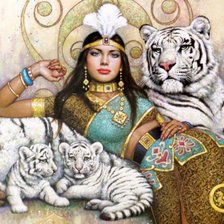 Схема вышивки «Царица и белые тигры»