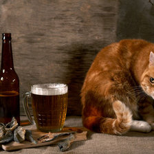 Схема вышивки «Рыжий кот и пиво»
