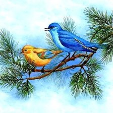 Схема вышивки «птицы на дереве»
