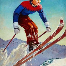 Схема вышивки «девушка на лыжах»