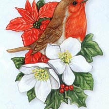Схема вышивки «Птичка на Рождество»