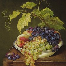Оригинал схемы вышивки «Натюрморт с виноградом и с персиком» (№147095)