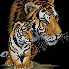 Схема вышивки «тигрица и тигренок»