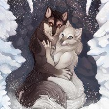 Схема вышивки «пара людей-волков»