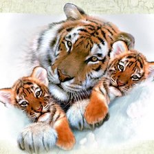 Схема вышивки «tiger family»