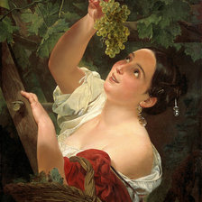 Схема вышивки «Девушка с виноградом.»