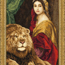 Схема вышивки «Дама со львом»